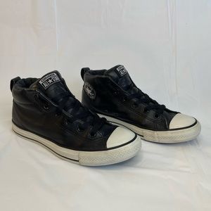 Converse CT Street Mid - Leather - Black White Men’s Size 7 Chuck Taylors Logo